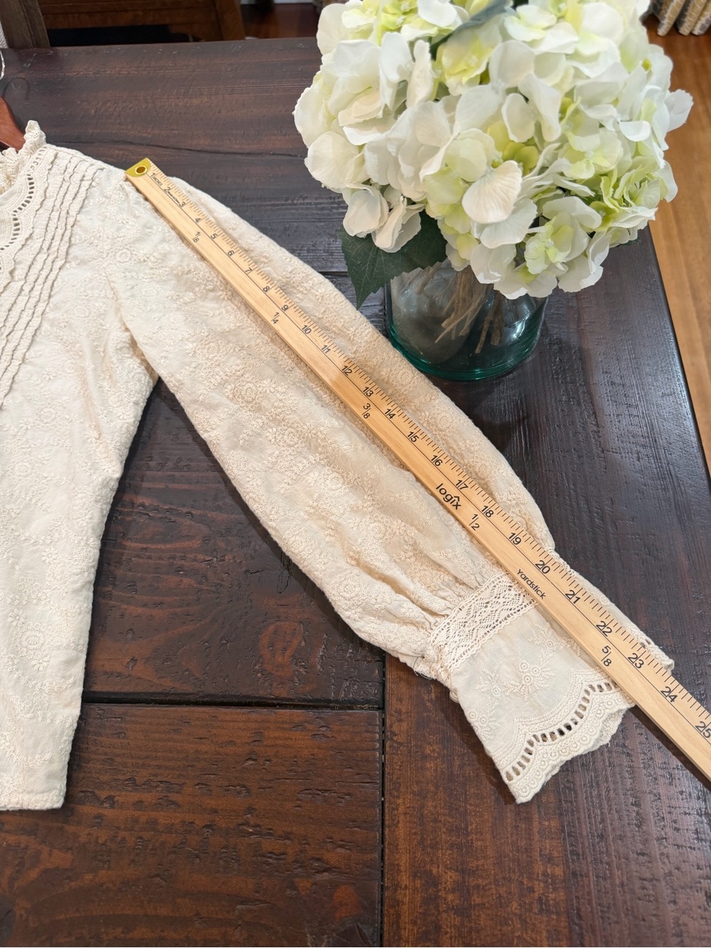 Calypso St Barth Cotton Eyelet Lace Blouse Top Cream Romantic Cottagecore L - Picture 12 of 13